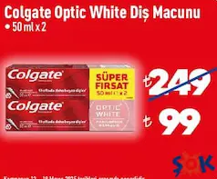 COLGATE OPTİC WHİTE DİŞ MACUNU 2X50 ML COLGATE OPTİC WHİTE DİŞ MACUNU 2X50 ML